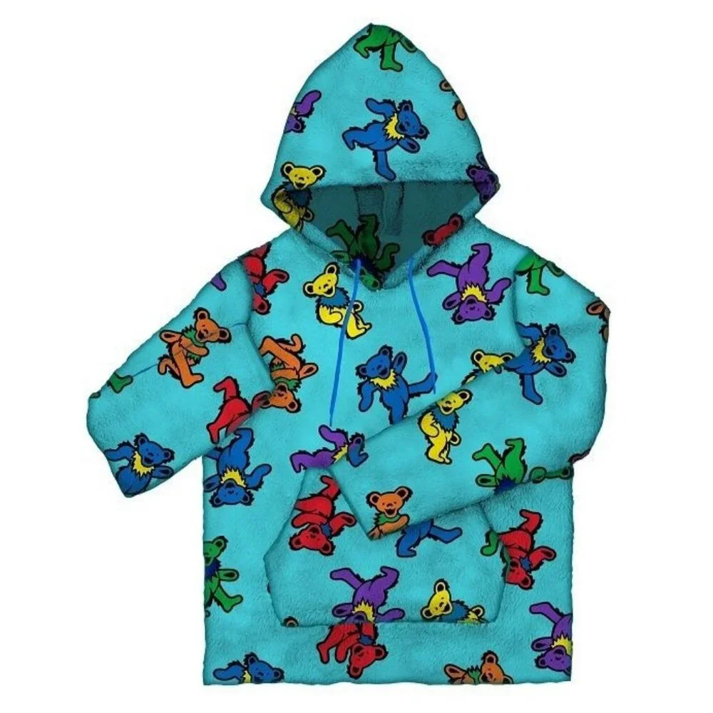 Blue New Grateful Dead XL Pullover Pouch Pocket Hoodie Dancing Bears Sweatshirt - Picture 1 of 2